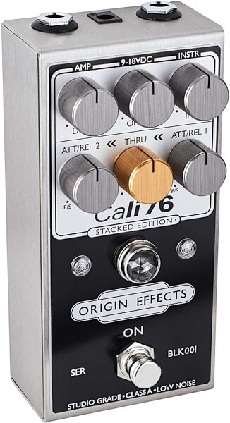 Origin Effects Cali76 Stacked Edition Compressor Pedal, Inverted Black, Angled Front