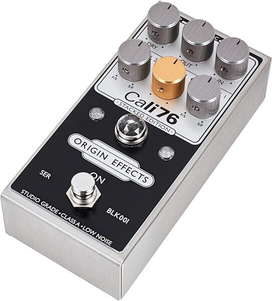 Origin Effects Cali76 Stacked Edition Compressor Pedal, Inverted Black, Angled Front