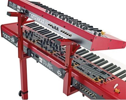 K&M 18811 Stacker 2nd Tier for Omega Keyboard Stand, Red, Action Position Back