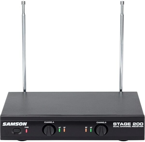 Samson Stage 200 Dual-Channel Handheld VHF Wireless Microphone System, Black, Band D, Receiver