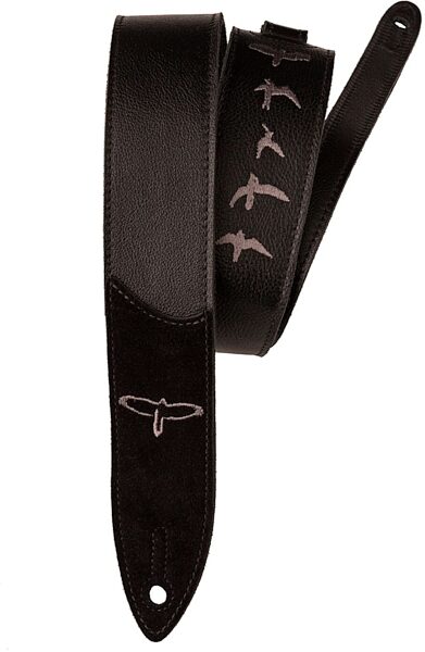 PRS Paul Reed Smith Premium Leather Embroidered Birds Guitar Strap, Black, Main