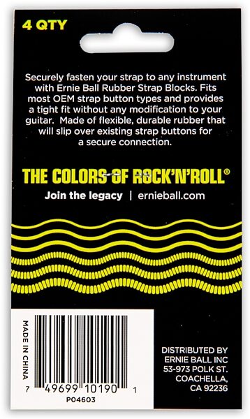 Ernie Ball Strap Blocks, Black and Red, 4-Pack, Action Position Back