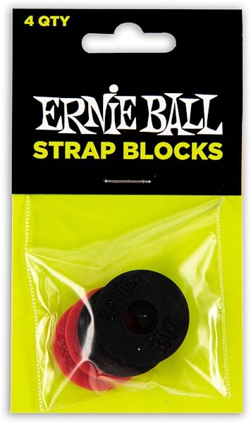 Ernie Ball Strap Blocks, Black and Red, 4-Pack, Action Position Back