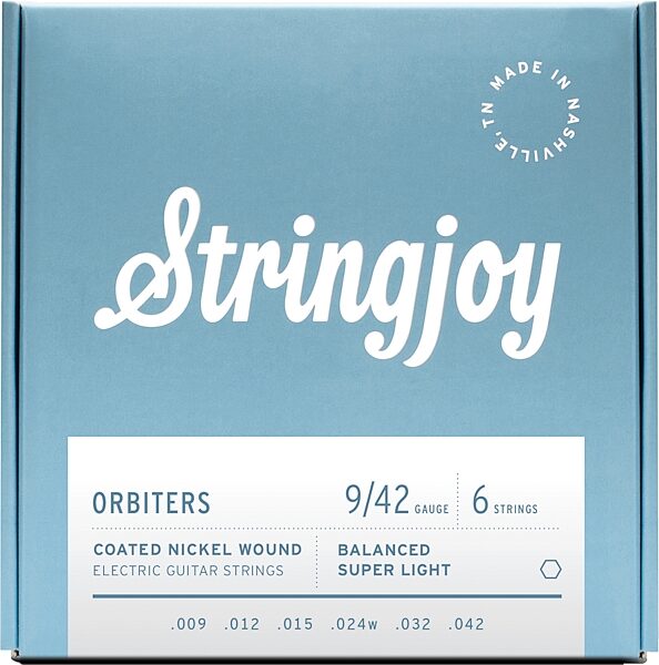 Stringjoy Orbiters Coated Electric Guitar String Set, 09-42, Action Position Back