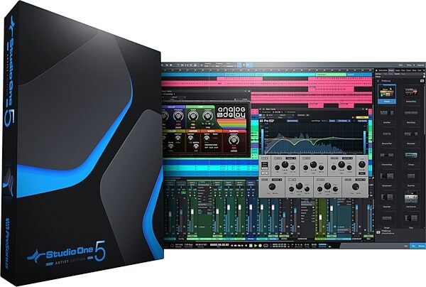 PreSonus Studio One Artist 5 Recording Software, Box and Screenshot