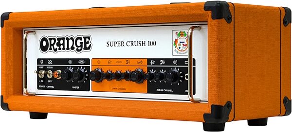 Orange Super Crush 100 Solid-State Guitar Amplifier Head (100 Watts), Orange, Angled Front