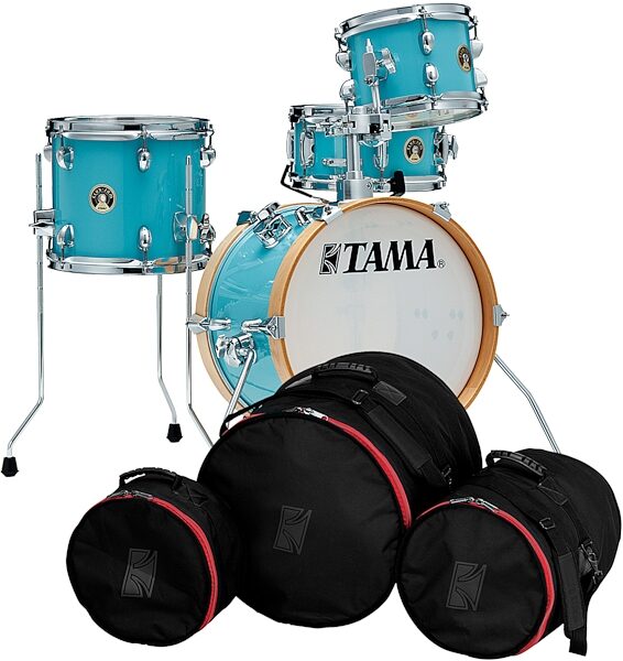 Tama LJK44S Club-JAM Flyer Drum Shell Kit, 4-Piece, Aqua Blue, with Tama Standard Drum Bag Set for Club JAM Flyer, pack