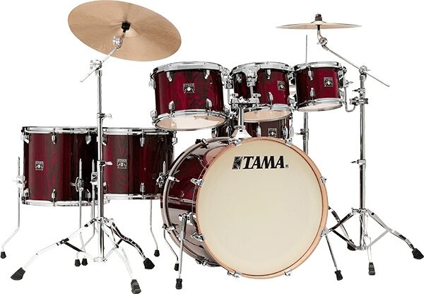 Tama CL72SP Superstar Classic Drum Shell Kit, 7-Piece, Garnet Lacebark Pine, Action Position Back