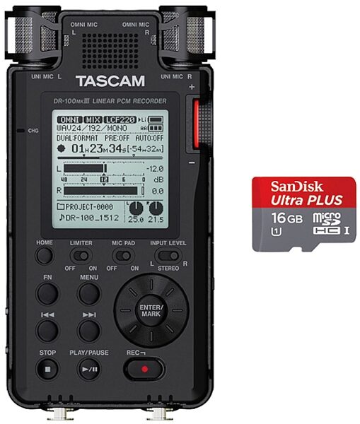 TASCAM DR-100mkIII Handheld Digital Stereo Recorder, tascam