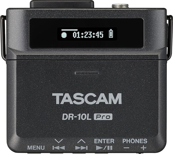 TASCAM DR-10L Pro 32-Bit Float Field Recorder (with Lavalier Microphone), Black, Front
