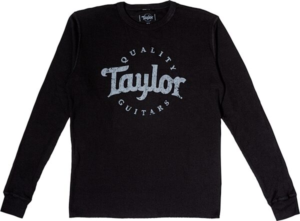 Taylor Aged Logo Long Sleeve Thermal T-Shirt, Black, Small, Action Position Front