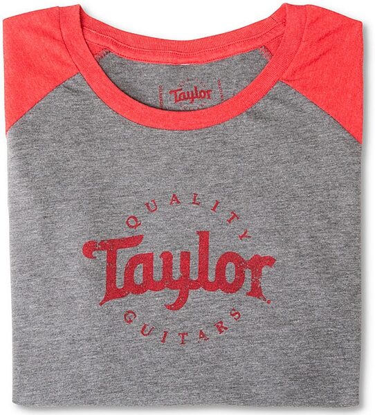 Taylor Ladies Baseball T-Shirt, Grey Red/Frost Grey, Small, Action Position Back