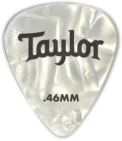 Taylor Celluloid 351 Picks, White Pearl, 0.46 millimeter, 12 Pack, Action Position Back