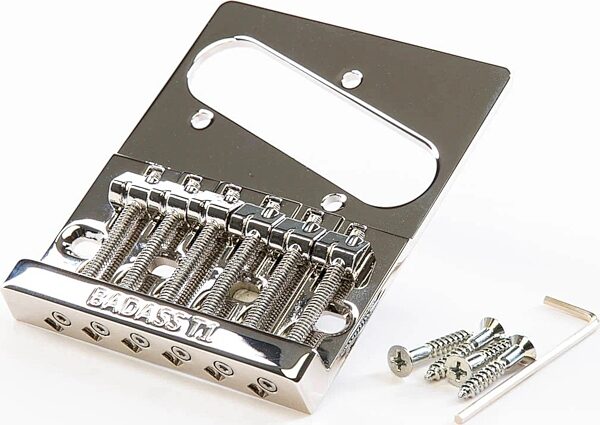 Leo Quan Badass T1 Tele Bridge, Nickel, Action Position Back