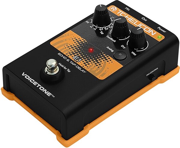 TC-Helicon VoiceTone E1 Echo And Tap Delay Vocal Effects Pedal, Angle