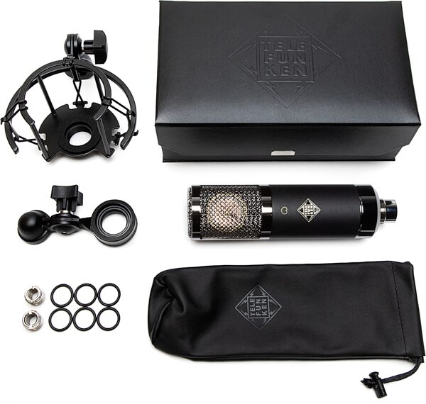 Telefunken TF-17 Large-Diaphragm Condenser Microphone, New, Main with all components Side