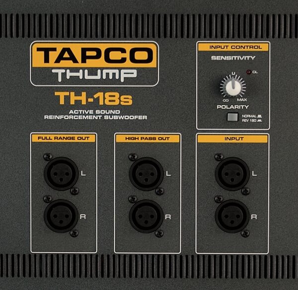 Tapco by Mackie TH18S Thump Active Subwoofer, Back Panel