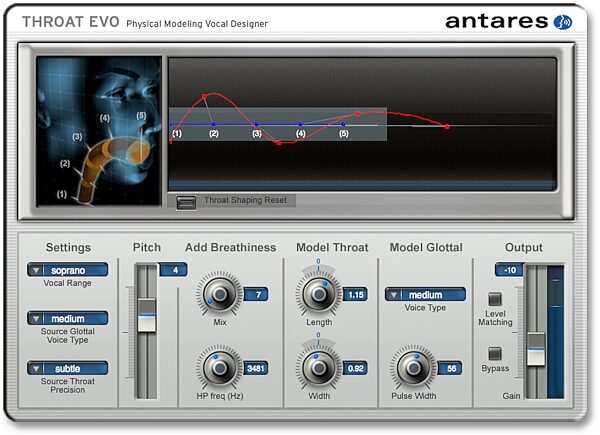 Antares Auto-Tune Vocal Studio Pitch Correcting Software (Mac and Windows), Screenshot - AVOX Evo (Throat Evo)
