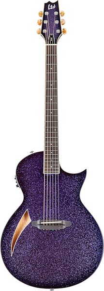 ESP LTD TL-6 Thinline 6 Acoustic-Electric Guitar, Purple Sparkle Burst, Action Position Back