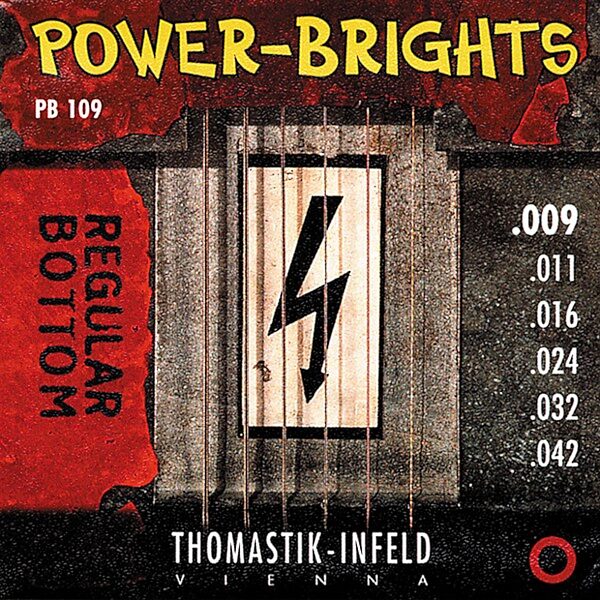 Thomastik-Infeld Power-Brights Regular Bottom Electric Guitar Strings, 9-42, PB109, Action Position Back