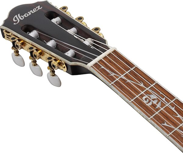 Ibanez Tim Henson TOD10 Acoustic-Electric Classical Guitar, Left-Handed, Transparent Black Flat, Action Position Back