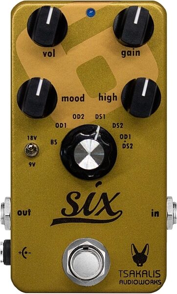 Tsakalis Six Booster Overdrive and Distortion Pedal, Action Position Back