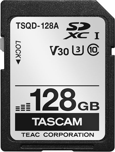 TASCAM TSQD-128A High-Performance SDXC Memory Card, 128GB, Action Position Front