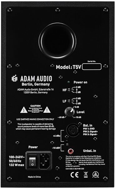 ADAM T5V Active Studio Monitor, Single Speaker, Back