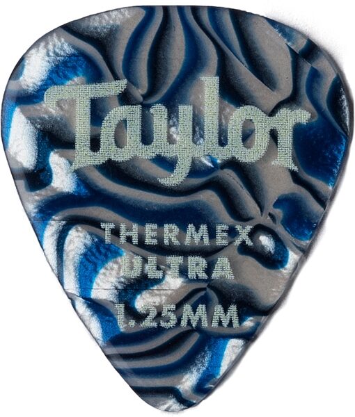 Taylor DarkTone Premium 351 Thermex Ultra Picks, Blue Swirl, 1.25 millimeter, 6-Pack, Action Position Front