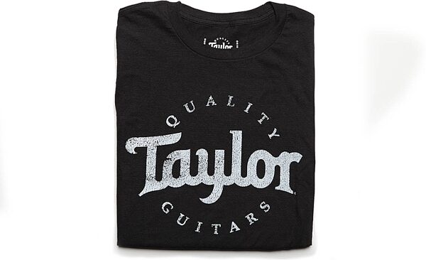 Taylor Mens Distressed Logo T-Shirt, Black/White, Small, Action Position Front