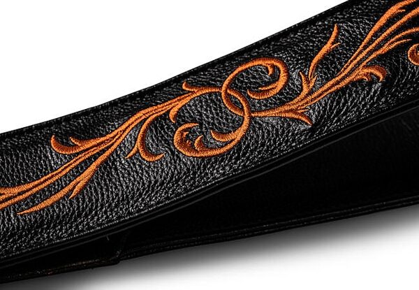 Taylor Nouveau 2.5" Embroidered Leather Guitar Strap, New, Action Position Back