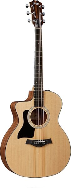 Taylor 114ce-W Grand Auditorium Acoustic-Electric Guitar, Left-Handed (with Gig Bag), Action Position Back