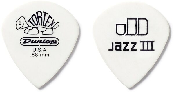 Dunlop Tortex White Jazz III Guitar Picks (12-Pack), 0.88 millimeter, 478P88, Main