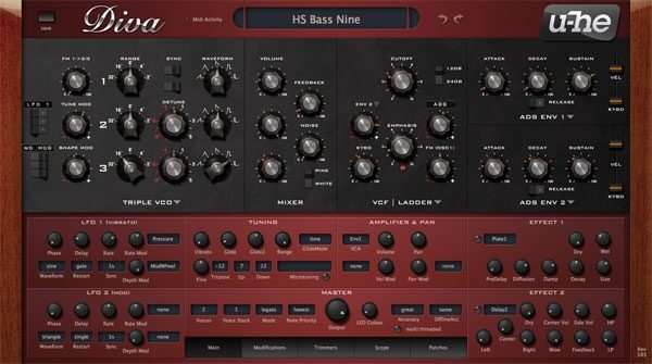 u-he DIVA Software Synthesizer, Digital Download, Screenshot Front