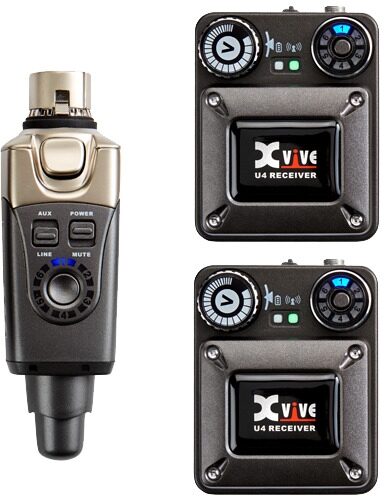 Xvive U4R2 Digital Wireless Dual Receiver In-Ear Monitor System, With 2 Pairs SE215-CL Earphones, R2 Set