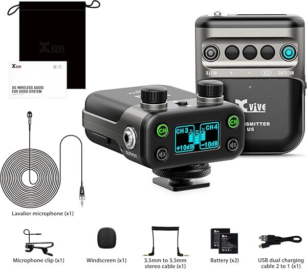 Xvive U5 Digital Wireless Lavalier Camera Microphone System, Diagram