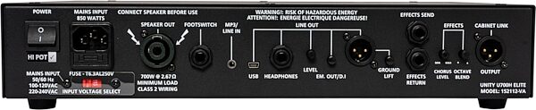 Blackstar Unity Elite U700 Bass Amplifier Head (700 Watts), Action Position Back