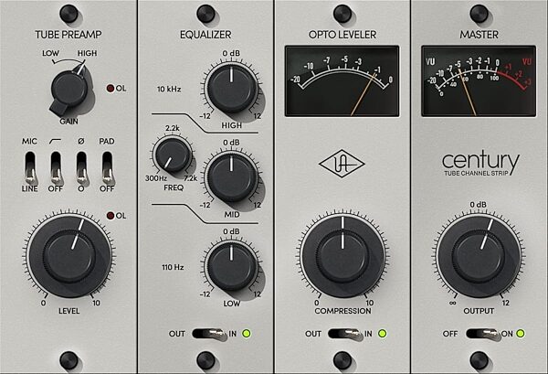Universal Audio UAD Century Tube Channel Strip Plug-in Software, Digital Download, Action Position Back