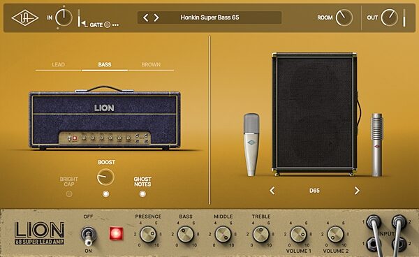 Universal Audio Lion 68 Super Lead Amp Software, Digital Download, Action Position Back
