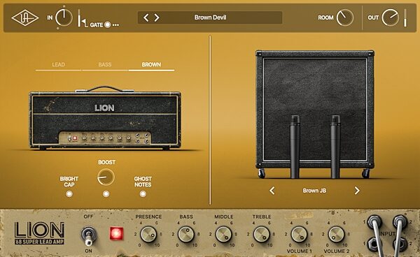 Universal Audio Lion 68 Super Lead Amp Software, Digital Download, Action Position Back