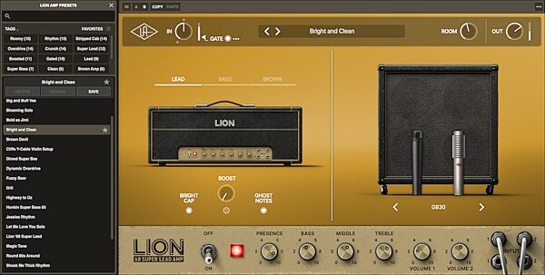 Universal Audio Lion 68 Super Lead Amp Software, Digital Download, Action Position Back
