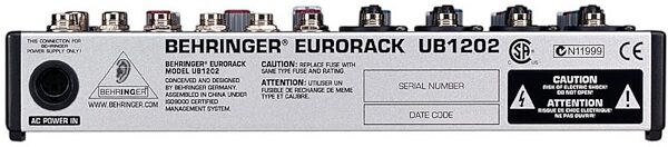 Behringer UB1202 Eurorack 12 Input Mixer, Rear