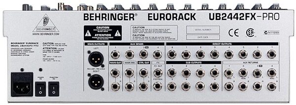 Behringer UB2442FX Pro 24 Input Mixer with FX, Rear