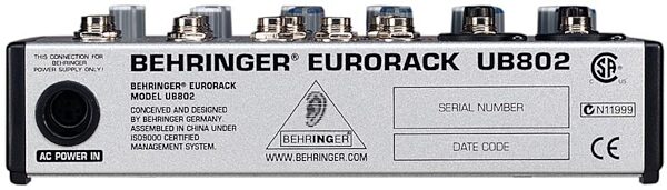Behringer UB802 Eurorack 8 Input Mixer, Rear