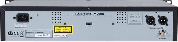 American Audio UCD100 Rackmount CD and MP3 Player, Rear