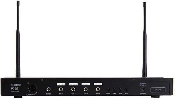 Gemini UHF-04M 4-Channel Wireless Handheld Microphone System, Rear detail Back
