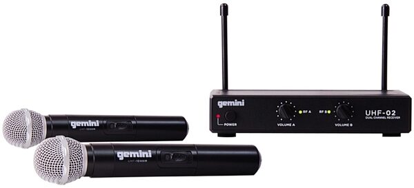 Gemini UHF-02M Dual Handheld Microphone Wireless System, Band S12, Main
