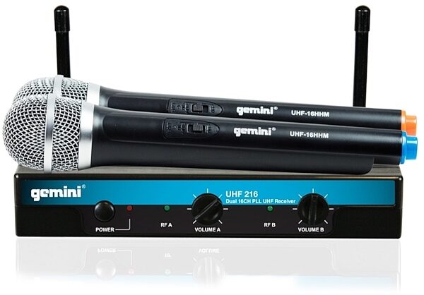 Gemini UHF216M Dual Wireless Handheld Microphone System, Main