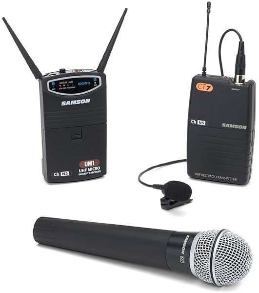 Samson UM1/77 Videographer UHF Combination Lavalier and Handheld Microphone Wireless System, Main