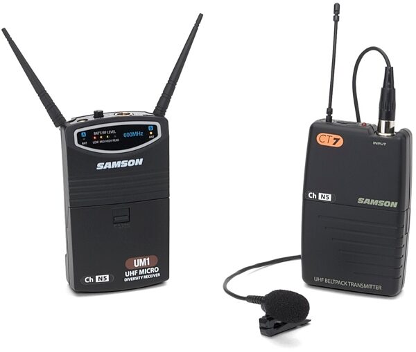 Samson UM1/77 Videographer UHF Combination Lavalier and Handheld Microphone Wireless System, LM5